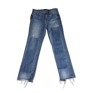 Joe's Jeans The Lara Mid Rise Cigarette Ankle Jeans Distressed Raw Hem Size 25